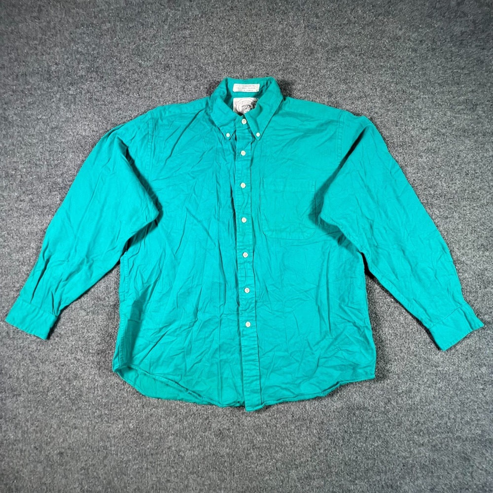 Vintage John Ashford Button Down Shirt Mens L Green Cotton Outdoor Streetwear